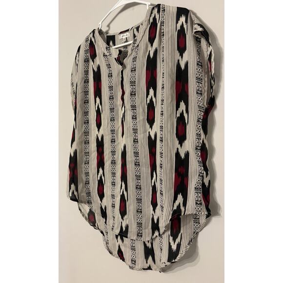 Women’s Tribal Print Short Sleeve Top Size L Boho Geometric Blouse Casual Shirt - Picture 4 of 5